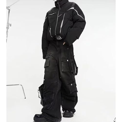 Y2K jeans Gothic multi pocket loose wide leg workwear long pants Men's hip-hop camouflage jeans2