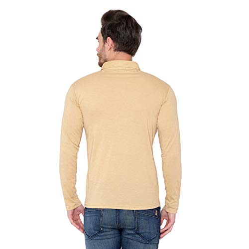 Image of Men's Cotton Blend Full Sleeve Zip Neck Polo T-Shirt (Pack of 1)