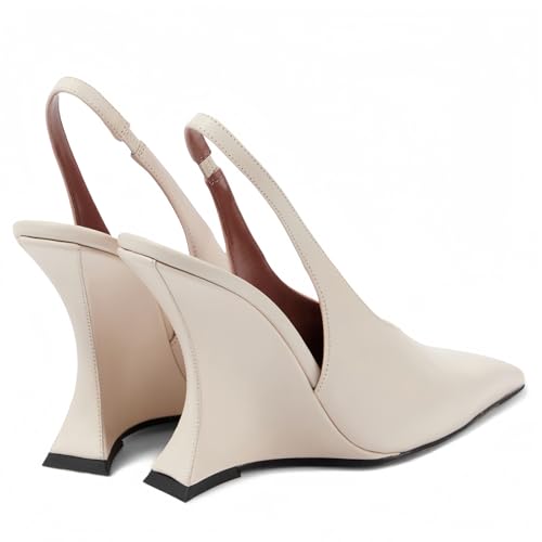 Pointed Toe Slingback Wedge Heels for Women – 4.1 Inch High Heels Pumps for Party Wedding Evening Dress3