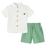 WESIDOM Toddler Boy Clothes Button-Down Shirts+Short Sets Boy's 2 Piece Beach Outfits with Pockets 18M-7Y