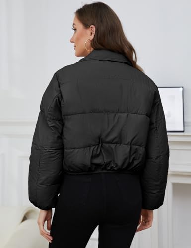 Yimoon Women's Cropped Puffer Jacket Quilted Lightweight Stand Collar Full Zip Short Down Jacket4