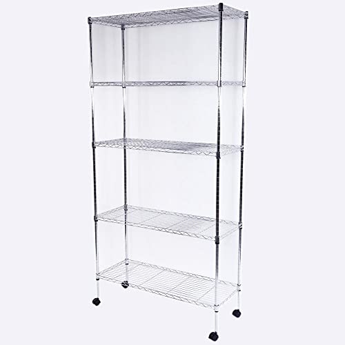 Resjoy Commercial Garage Shelving Unit - Heavy-Duty Storage Rack With Adjustable Shelf Rolling Cart And 1.5 Nylon Wheels - Chrome Wire Shelving For Perfect Garage Organization #TOP6