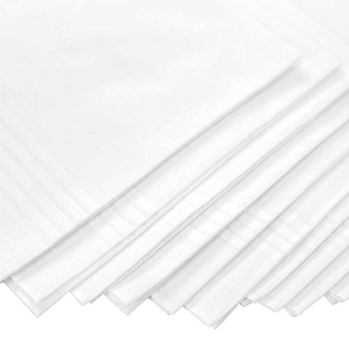 Umo Lorenzo Men's Cotton Handkerchief Multi-Pack In White (One Size, H013-2Pk) #TOP3