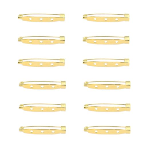 Image of Satra Traders Hole Metal Brooch, Lock Pins, Backs Safety Clasp Brooch, Jewelry Pins for DIY Craft Making | 100pcs (45mm 3 Hole-Golden)