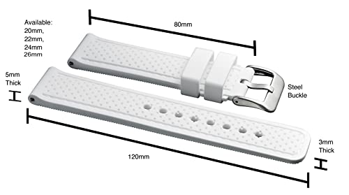 STUNNING SELECTION ALPINE Premium Soft Silicone Adjustable Watch Band, Replacement Rubber Watch Band for Women Men, Quick Release Waterproof Watch Bands Compatible with