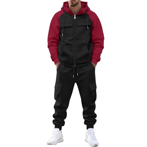 Survêtement homme avec veste à capuche et pantalon cargo résistant face au vent et à l'effort