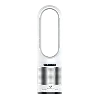 CyclonicAir Pro Pure Bladeless Tower Fan Heater & Cooler with H13 HEPA Filter, 3-in-1 Heating Cooling & Air Purifier, Quiet Oscillating Fan with Remote, 8 Speeds, Pearl Silver