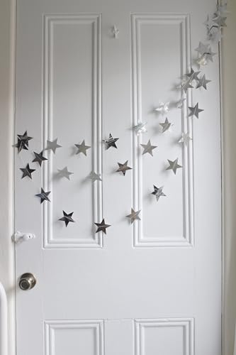 Image of 4-Pack Star Garland, Glitter Silver Star Garland Banner,Twinkle Twinkle Little Star Decorations for Christmas, Baby Shower & Birthday, 4 inch x 13ft Each, Holiday Party Hanging Decor