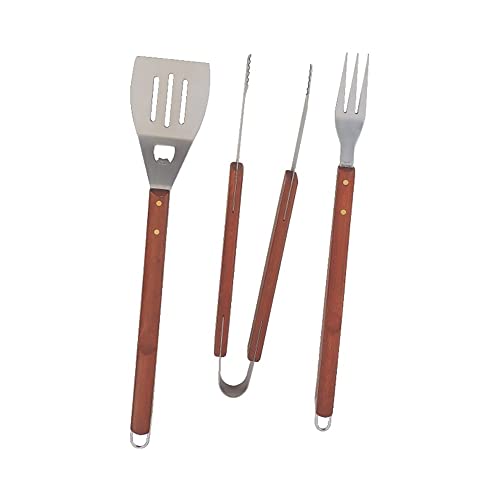 Set de 3 herramientas para BBQ con mango de madera miniatura 1