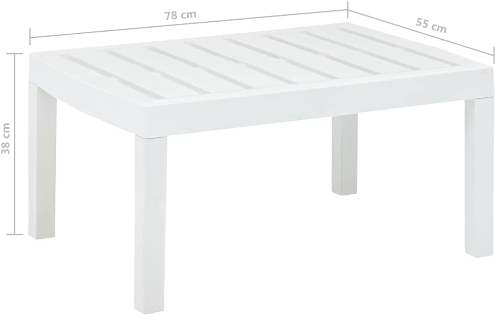 Vintage Patio Coffee Table, Patio Dining Table with Wooden Frame, Outdoor Coffee Side Table for Outside Patio, Patio Table White 30.7"x21.7"x15" Plastic