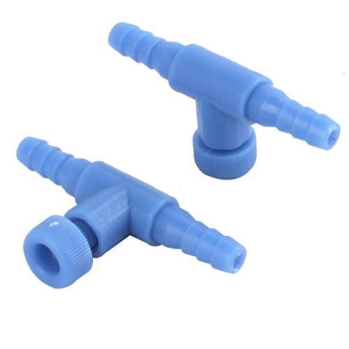 PRINDIY 2 Piezas Azul plástico Acuario 2 Way Acuario Luftventile Luftstrom Palanca Bomba Regelventil