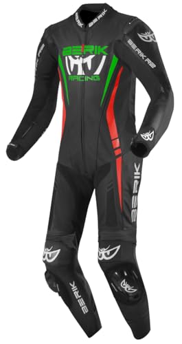 Berik Absolute GP Tuta in pelle da moto monopezzo, nero/rosso/verde, 56
