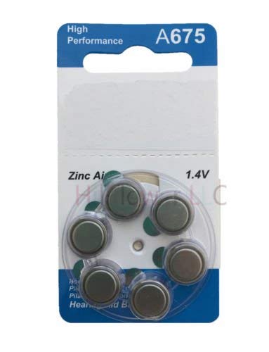 6 Pieces A675 Size 675 p675 675 PR44 Card 1.45V Hearing Aid Zinc Air Battery