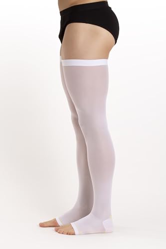 Image of Relaxsan Compression Socks for Women and Men Made in Italy - 18-23 mmHg - Anti Embolism Stockings Open Toe - M0370A (1 Pair - White, M)