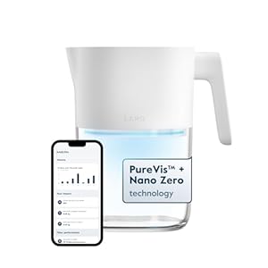 LARQ PureVis 3-in-1 Water Pitcher – Water Purifier, Water Filter & App Tracking, 8-Cup Water Purifier Pitcher with Advanced Filter for Clean Water – Removes Chlorine, PFAS, Lead & More – Pure White