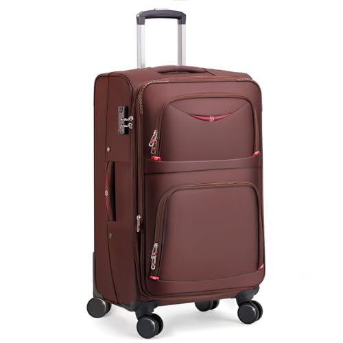 Image of ROPLUS Softside Expandable Luggage with 4 Spinner Wheels, Durable Checked-Luggage Suitcase (Coffee, 29-Inch)