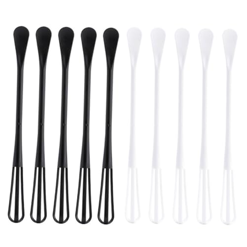 GRIRIW Batidor Manual para Huevos y Salsas 10 Piezas (5 Negro 5 Color Claro) de Plástico Pp Resistente, Mini Herramienta Multiusos para Mezclar y Batir en Cocina Doméstica