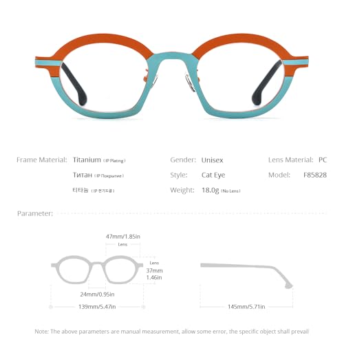 Image of FONEX Colorful Pure Titanium Glasses Frame Women Retro Round Eyeglasses