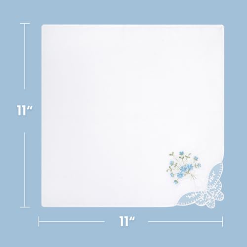 image for Selected Hanky Women's Cotton Handkerchiefs Flower Embroidered with La