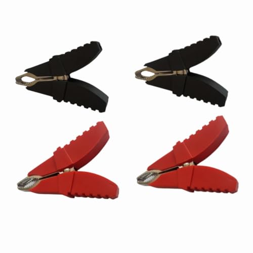 Image of Insulated Alligator Clips 50A Crocodile Clamps Electrical Test Clamps Clips Battery Cable Clips Clamp 2Pcs Red, 2Pcs Black