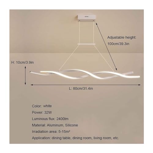 Lustre plafonnier LED suspendu dimmable avec télécommande LWX pour salle à manger - 6