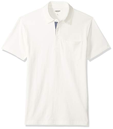 Amazon Brand - Goodthreads Men's Short-Sleeve Sueded Jersey Polo, White, Medium