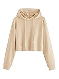 MakeMeChic Women's Cropped Hoodie Casual Workout Crop Sweatshirt Tops A Dark Apricot S