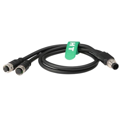 HangTon M12 Splitter, 8-Pin Cable for TURCK FESTO Industrial Automation Actuator Sensor Profinet, Power Signal Distribution, IP67 PVC Shielded 50cm