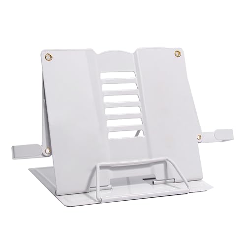 Chingde Atril Estudio, Atril para libros, Atril para Estudiar, Soporte para Libros de Cocina Plegable Ajustable para Cocina, Escuela y Oficina, Reposapiés de Lectura para Niños, Blanco