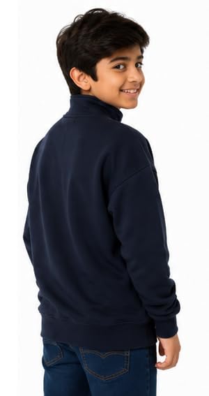 Image of T2F Boys Cotton High Neck Oversized Fit DropShoulder Sweatshirt