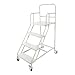 4 Steps Ladder with Wheels, 880 lbs Rolling Ladder with Platform Industrial & Warehouse Rolling Stairs with Stair Edge Protector, 39.4IN top Step Height