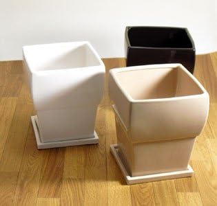 Amazon 5 6号鉢サイズにお勧め スクエア陶器鉢 ベージュ プランター