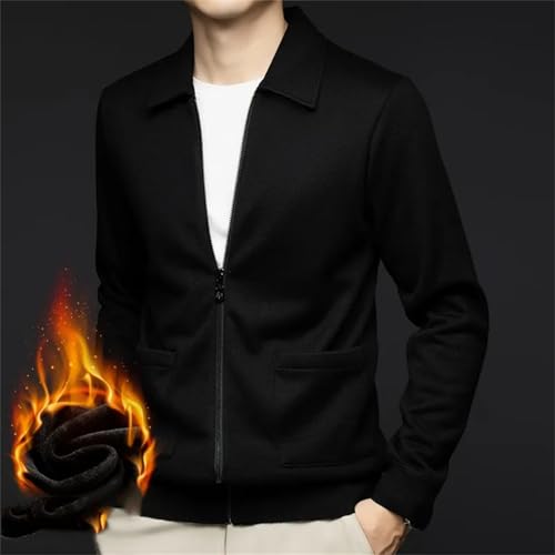 Mens Thickened Solid Cardigan Casual Zipper Cotton Winter Sweaters Fashion Basic Cardigans3