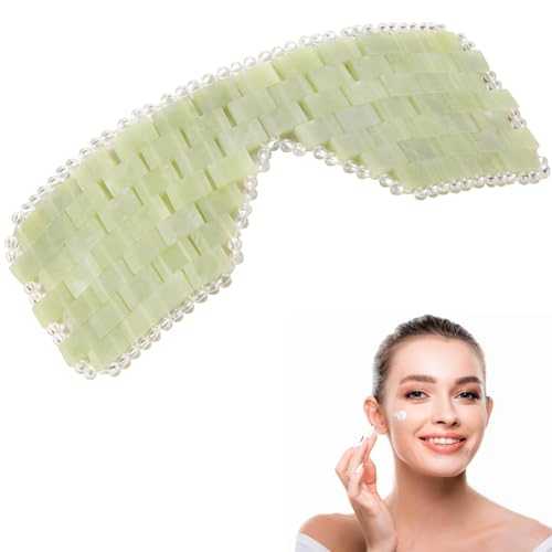 Jade Eye Mask Facial Cooling Mask with 100% Real Jade for Hot & Cold Therapy Reduce Wrinkles Puffiness Migraines and Anti-Aging - Essential Crystal Eye Mask for Beauticians