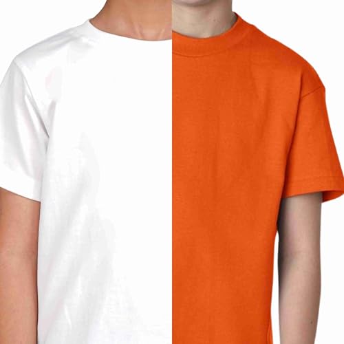 Image of Kids Round Neck T-Shirt Half Sleeves 100% Cotton Rich Soft Comfortable Fit Stylish Plain Color White+1 Combo Original Brand Tshirt for Boys