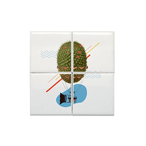 Carreaux céramique montgolfière 40x40cm art surréaliste déco