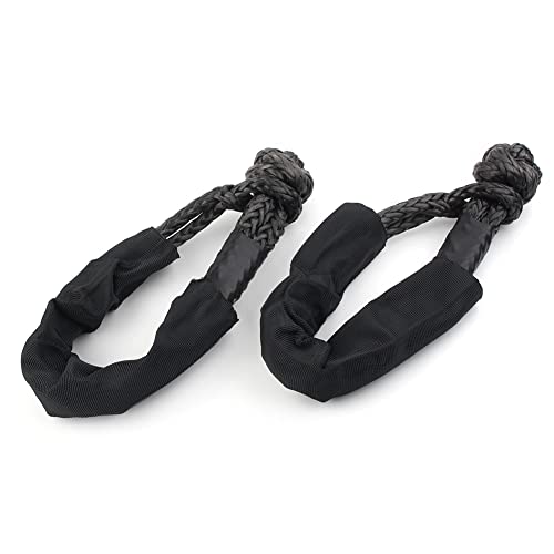 Cninba13 1 Pair Synthetic Shackle Towing Rope (3800 Lbs Breaking Strength) with Protective Sleeve Accessaries For Truck, Off-Road, Black