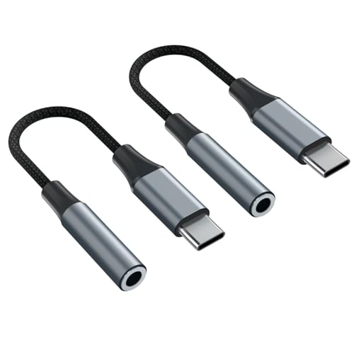 YGKSAA 2pcs USB C to 3.5mm Female Headphone Jack Adapter, Upgrade Metal Case, Compatible with Samsung S20+/S21 Ultra, iPhone15 16 17, and More USB C Audio Devices