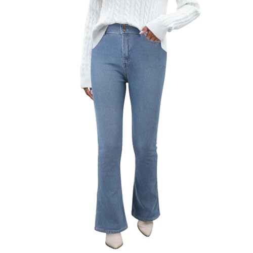 Jean femme coupe botte contre le froid : le pantalon évasé doublé brossé ultra confortable