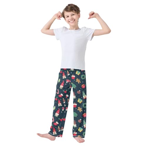 Gnome Gingerbread Boys Long Pants Soft Trousers Elastic Waist Kids Lounge Bottoms with Pockets S-XL2