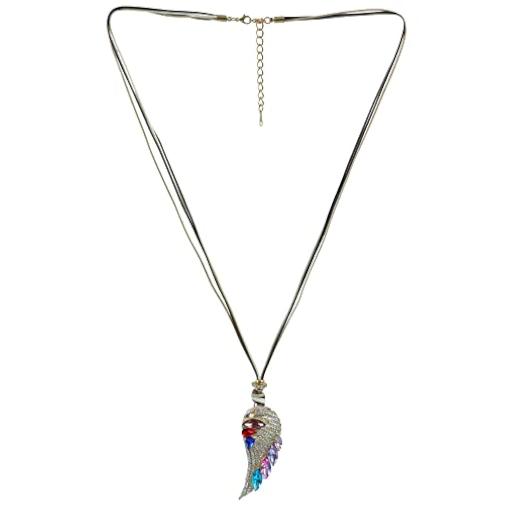Silver Plated Multicolor Wing Charm Pendant Chain for Women