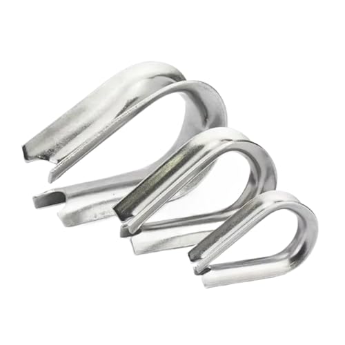 CGUOHU Occhielli della Fune 100 Pezzi M2 M3 M4 M5 M6 M8 304 Cavo in Acciaio Inossidabile Cavo Metallico Manicotto Protettivo Ditali Rigging Anello a Cuore di Pollo Fissaggio(M6)