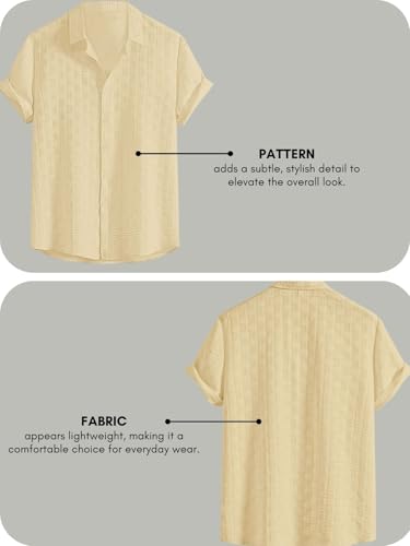 Image of Leriya Fashion Men's Formal Button Down Shirt - Slim Fit Office Wear Shirt for Men | Textured Short Sleeve Polycotton | Business & Meeting Ready (Available in Plus Size)