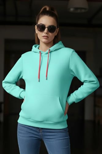 Image of JUNEBERRY Cotton Fleece Regular Fit Solid Sweatshirt Winter Wear Jumper Full Sleeve Hoodie for Women (Sizes- S to 3XL)