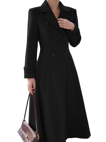 IDEALSANXUN Womens Long Wool Coat Fall Winter Double Breasted Trench Coat Peacoat Jackets2