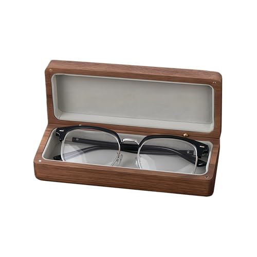 Image of Black Walnut Glasses Case - Brass Hinges & Magnetic Closure, Velvet Lining, Natural Wood Grain (Not for Large Frames)