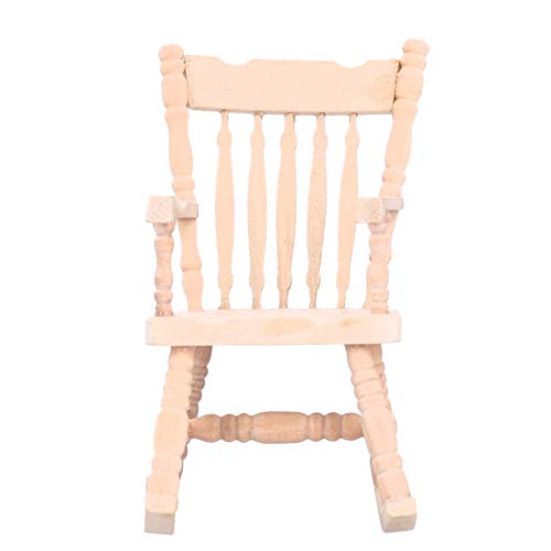 outdoorm 1:12 Mecedora en Miniatura Lindos Muebles mecedores de Madera Accesorios para casa de muñecas de Juguete (Color Madera)