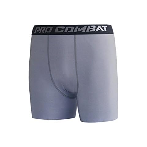 1Bests Men Sport Print Quick Dry Flexible Compression Baselayer Fitness Training Shorts (Light Gray, XXXL) Cover