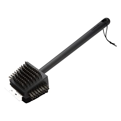 Cuisinart CCB-4125 4-in-1 Grill Cleaning Brush with Stainless Steel Wire Bristles - Scour Pad - Grill Scraper - 13" Handle Length