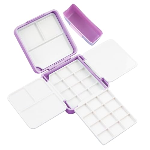 Paleta de viaje – Sellador portátil de paletas de acuarela | Caja de pintura de humedad de rejilla de 24 unidades, recipiente de arte ligero para acuarela al óleo, maletín compacto para artistas de